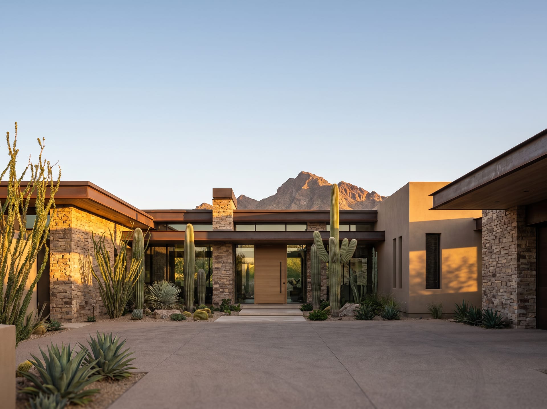 A desert modern custom home below Camelback Mountain in Paradise Valley, Arizona