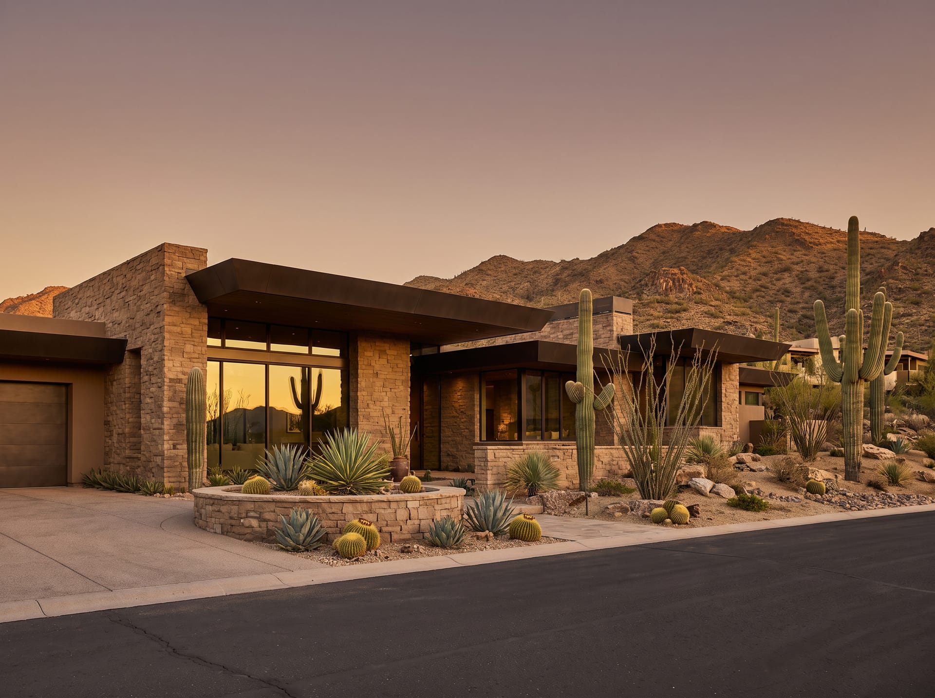 A custom desert home on a hillside lot in north Peoria, Arizona