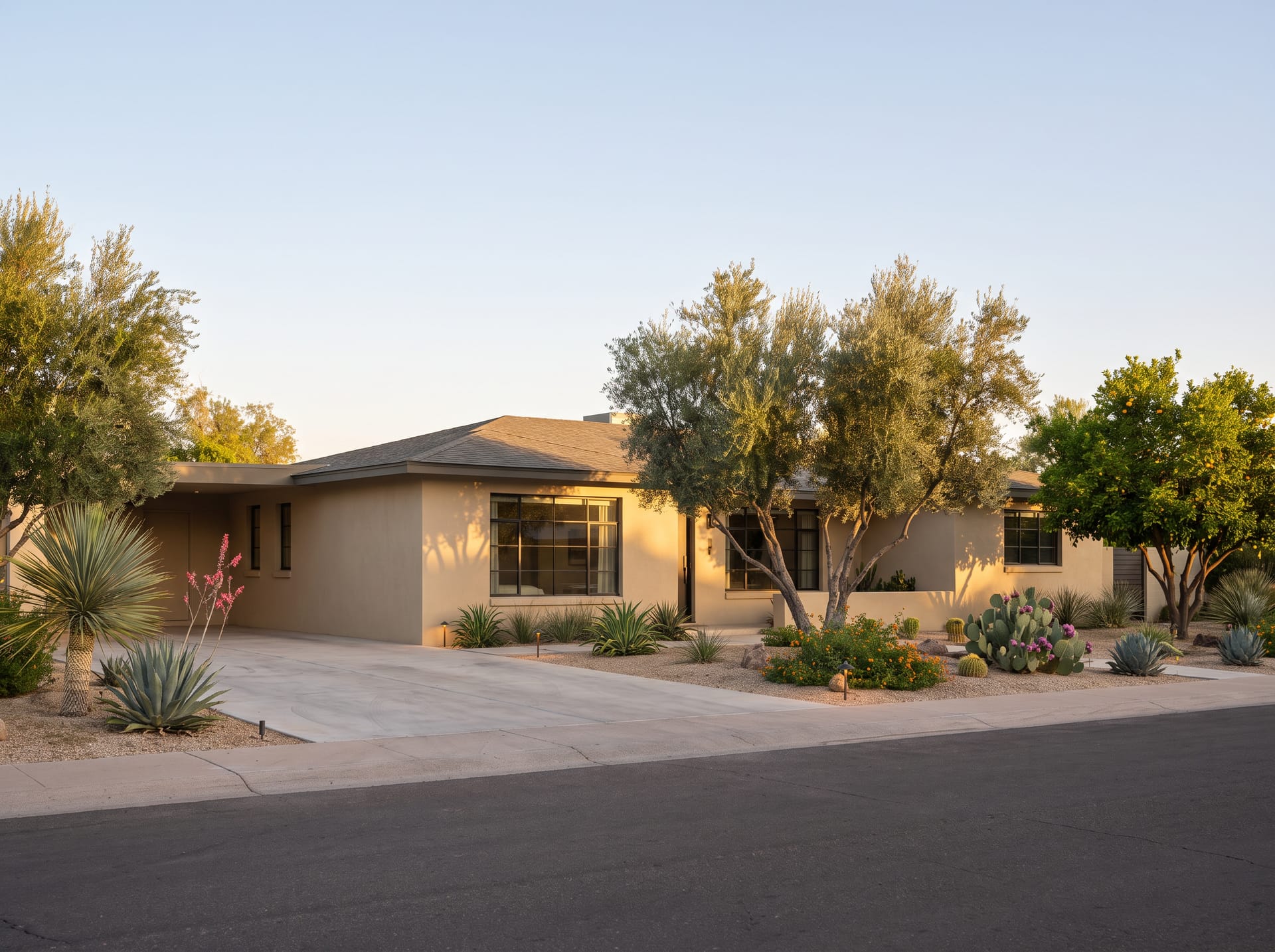 A restored 1950s block ranch home in a central Phoenix historic district